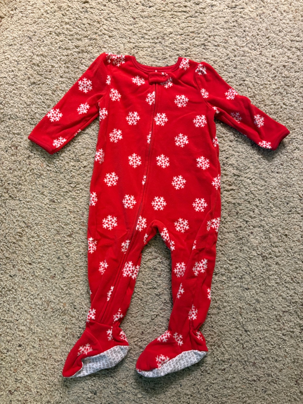 Carter's Red Snowflake Footed One-Piece
